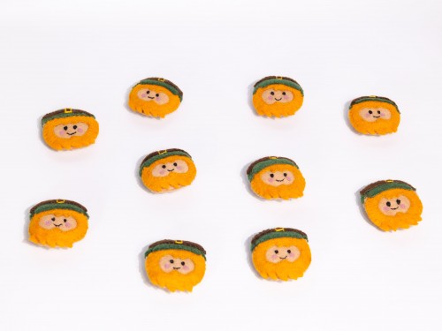 7cm Felt Stitched Leprechaun Heads for Festive Crafts - Felt and Yarn