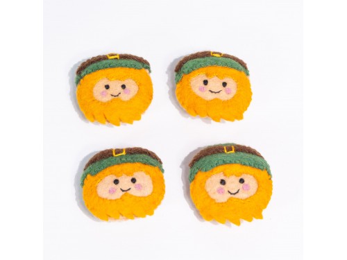 7cm Felt Stitched Leprechaun Heads for Festive Crafts - Felt and Yarn