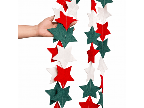 Handmade Wool Felt Christmas Star Garland - Felt and Yarn