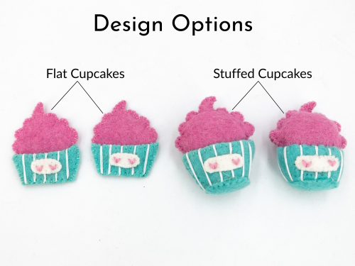 5-6cm Wool Felt Stitched Love Cupcake