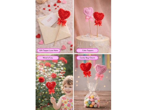 Stitched Felt Heart Wand Uses - Felt and Yarn