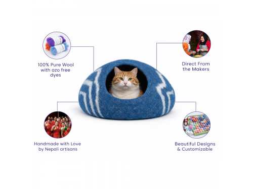 Side Striped Wool Felt Cat Cave Collection