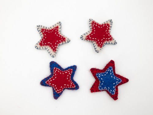 4th of July Wool Felt Stitched Stars