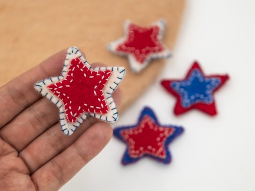 4th of July Wool Felt Stitched Stars