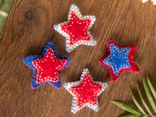4th of July Wool Felt Stitched Stars