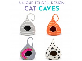 Orange Stripe Wool Felt Cat House Bed - Felt and Yarn