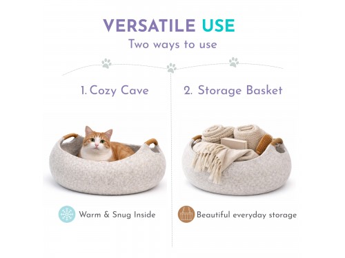 Wholesale Basket Design Wool Felt Cat Bed