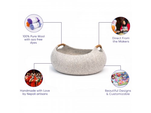 Wholesale Basket Design Wool Felt Cat Bed