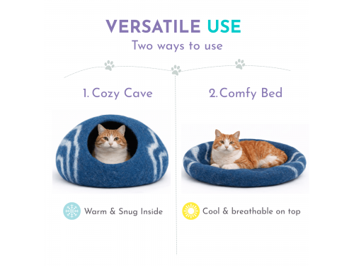 Wholesale Side Striped Wool Felt Cat Caves