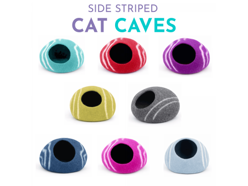 Wholesale Side Striped Wool Felt Cat Caves - Felt and Yarn