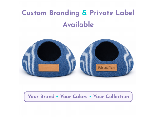 Wholesale Side Striped Wool Felt Cat Caves