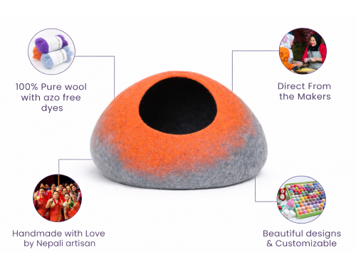 Wholesale Gradient Wool Felt Cat Caves