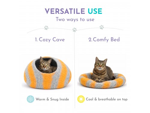 Striped Design Wool Felt Cat Cave – Sample Piece