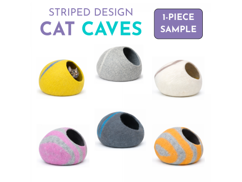 Striped Design Wool Felt Cat Cave – Sample Piece