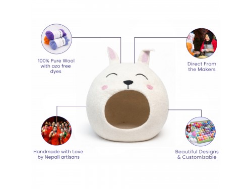 Animal Design Wool Felt Cat Cave – Sample Piece