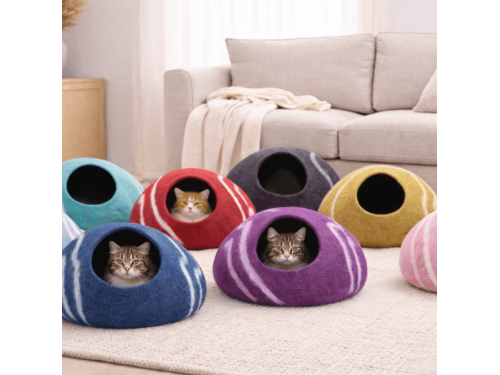 Side Striped Wool Felt Cat Cave – Sample Piece