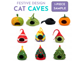 Festive Wool Felt Cat Cave – Sample Piece