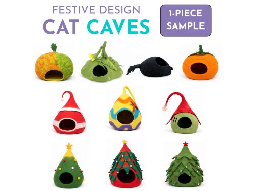 Festive Wool Felt Cat Cave – Sample Piece