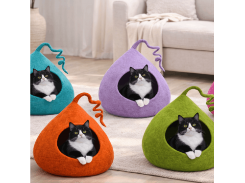 Solid Color Tendril Wool Felt Cat Cave – Sample Piece
