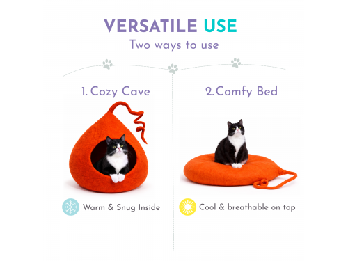 Solid Color Tendril Wool Felt Cat Cave – Sample Piece
