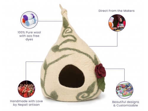 Top Knot Design Wool Felt Cat Cave – Sample Piece