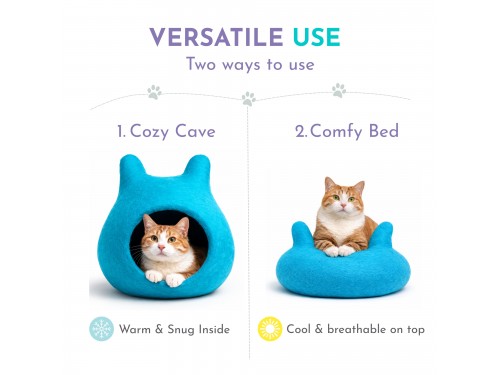 Bunny Ear Wool Felt Cat Cave – Sample Piece