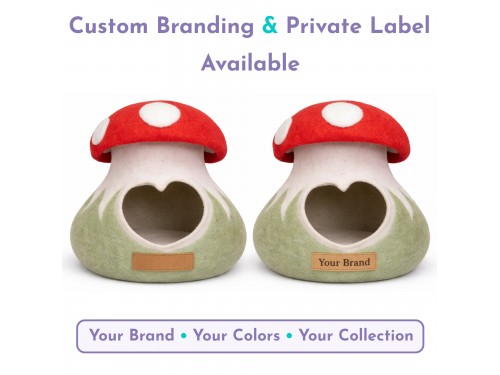 Mushroom Design Wool Felt Cat Cave – Sample Piece