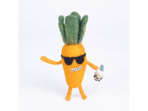 Handmade Wool Felt Carrot Character Ornament