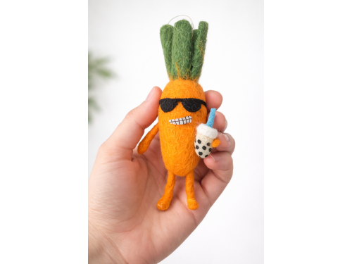Handmade Wool Felt Carrot Ornament - Felt and Yarn