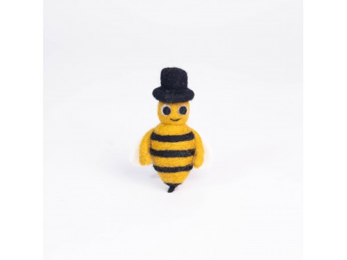 Handmade Wool Felt Bee with Hat Ornament