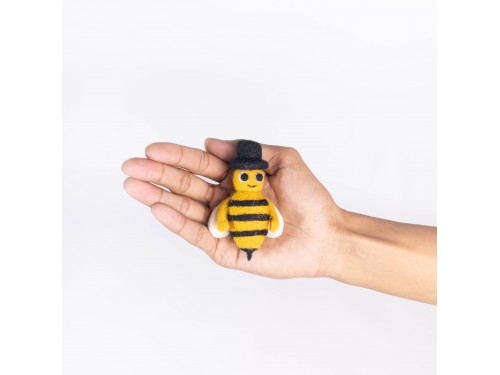 Handmade Wool Felt Bee with Hat Ornament