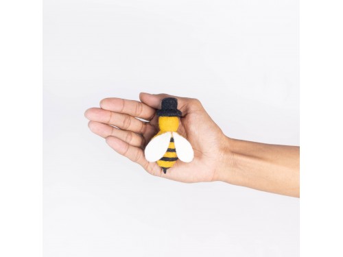 Handmade Wool Felt Bee with Hat Ornament