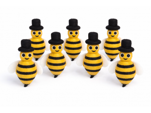Handmade Wool Felt Bee with Hat Ornament