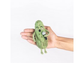 Handmade Wool Felt Singer Cucumber Ornament - Felt and Yarn