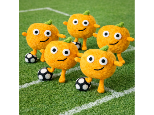 Handmade Wool Felt Orange Character with Football Ornament