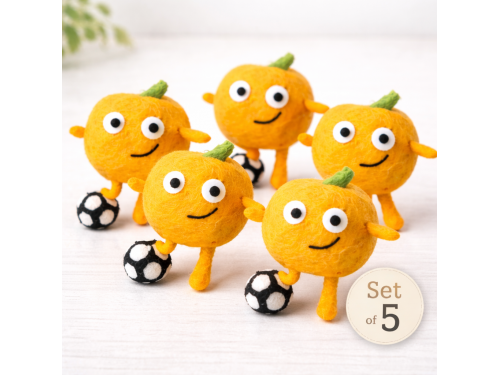 Handmade Wool Felt Orange Character with Football Ornament
