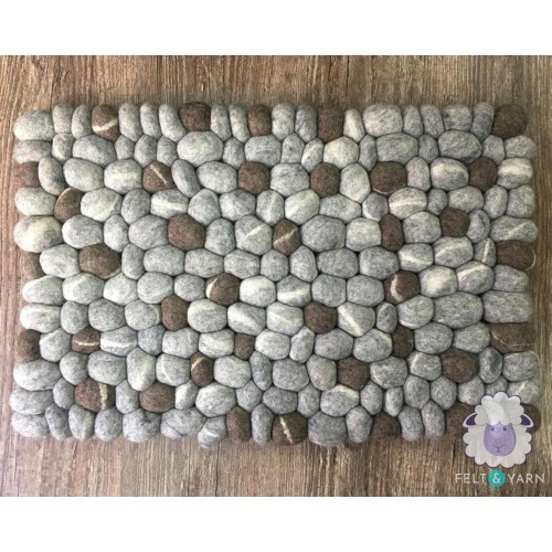 Brown and Grey Felt Pebble Rug
