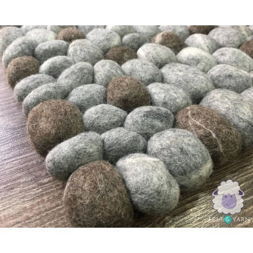 Brown and Grey Felt Pebble Rug