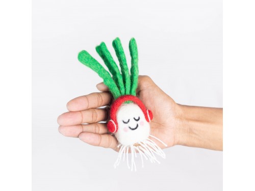 Handmade Wool Radish Veggie Ornament - Felt and Yarn