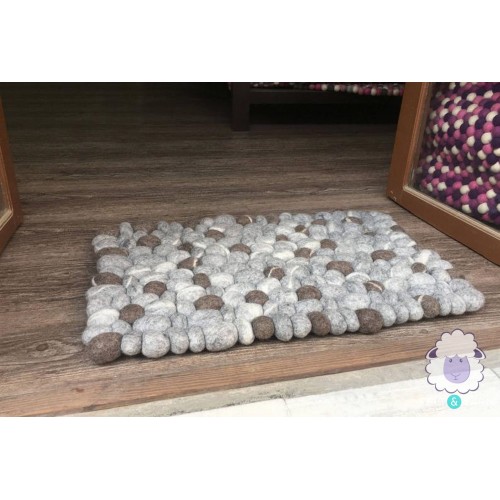 Brown and Grey Felt Pebble Rug