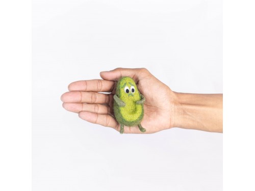 Handmade Wool Felt Shy Avocado Ornament - Felt and Yarn