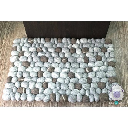 Brown and Grey Felt Pebble Rug