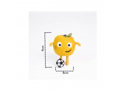 Handmade Wool Felt Orange Character with Football Ornament