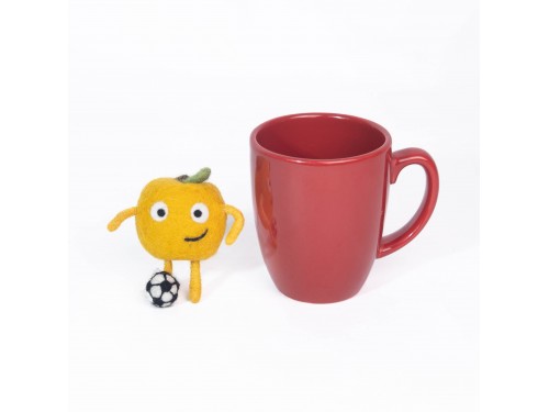 Handmade Wool Felt Orange Character with Football Ornament