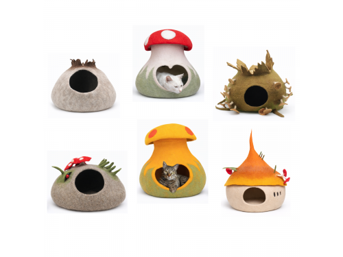 Wholesale Mushroom Design Wool Felt Cat Caves - Felt and Yarn