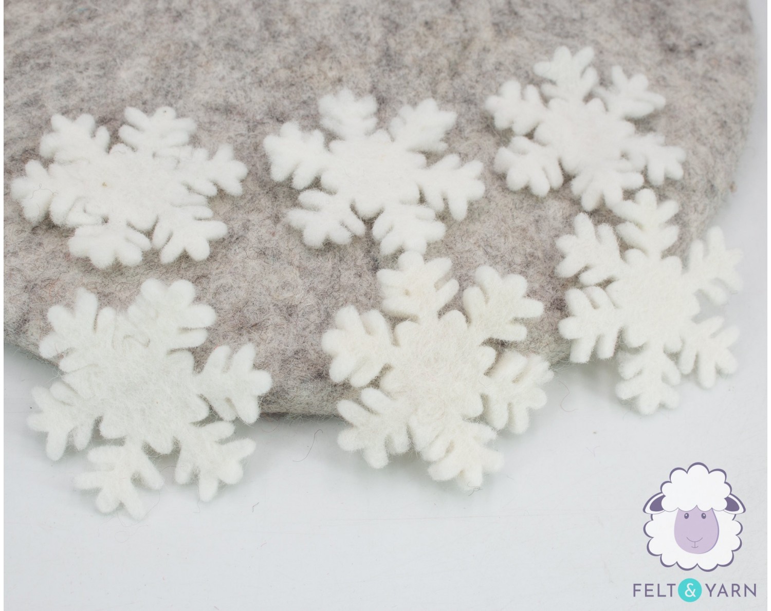 Snowflake Wool blend felt snowflakes Set of 12 snowflakes Winter