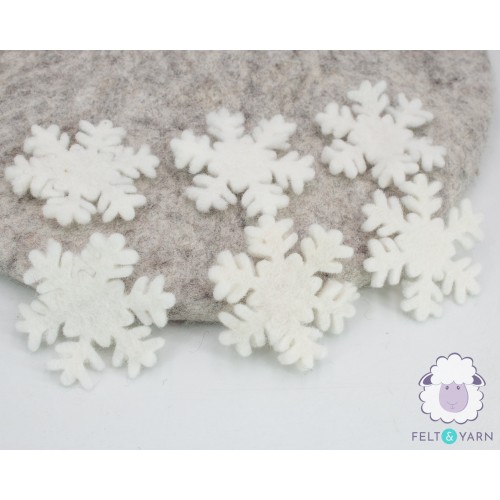 7cm White Felt Snowflakes