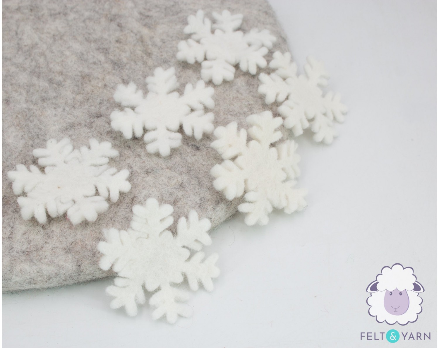 7cm White Felt Snowflakes