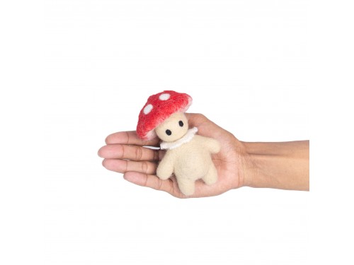 Handmade Felt Mushroom Character Ornament - Felt and Yarn