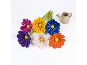 Bulk Handmade Multicolored Wool Felt Flowers - Felt and Yarn
